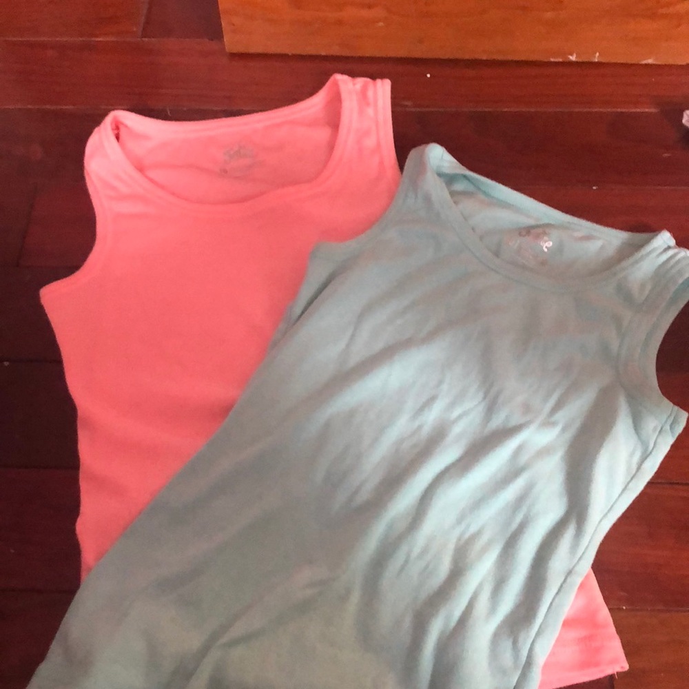 A pink and blue tank top set
